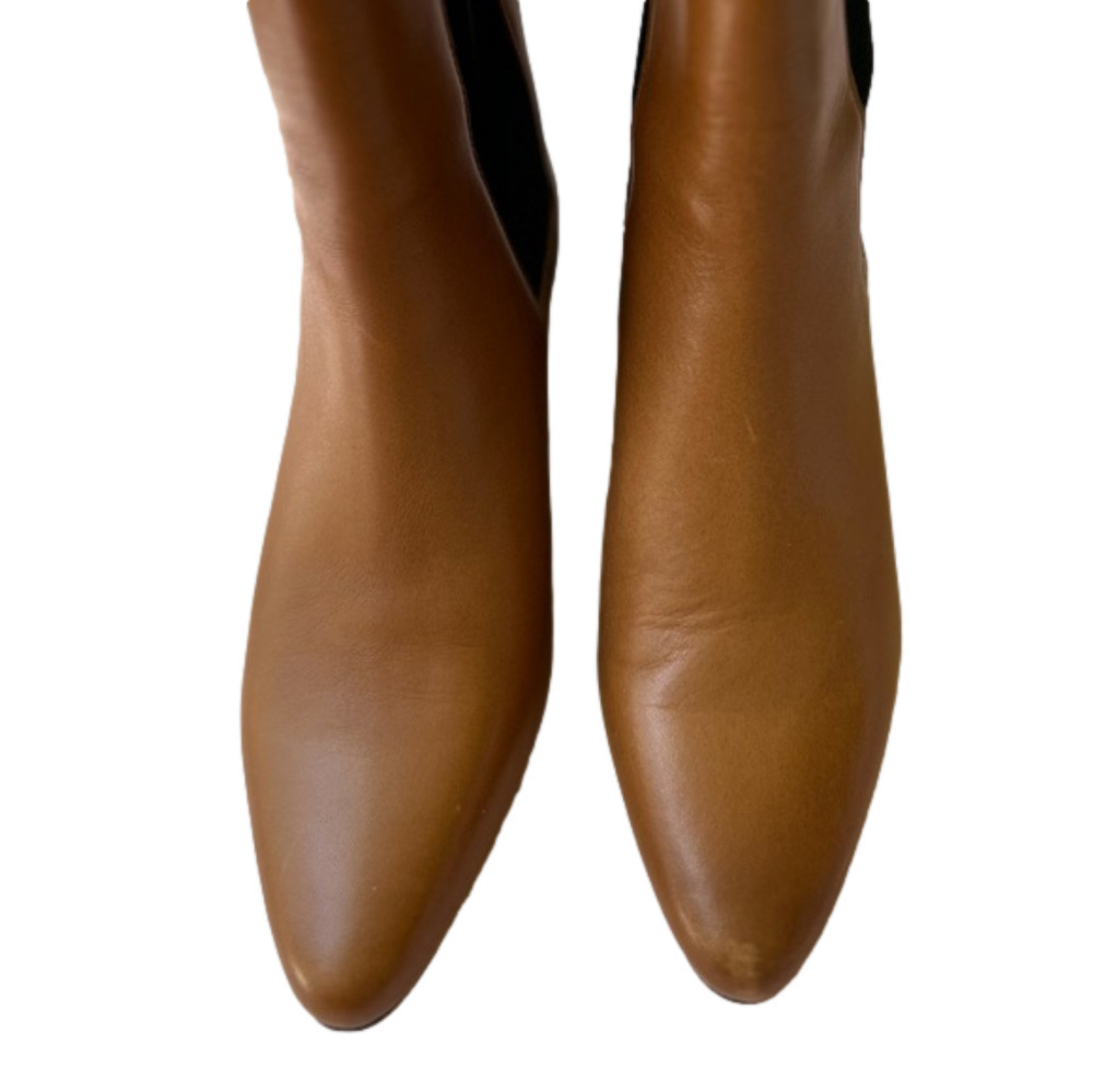 J. Crew Chelsea Brown Size 8 Boots Leather High-Shaft Stacked Heel Boots - Picture 2 of 11